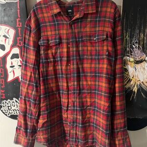 Vans Men's Classic Red and Black Plaid Shirt size Large men